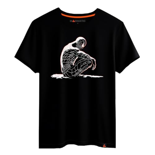 Magmatic - T Shirt l'homme-araignée Comics, pour Homme Unisex Enfant, Collection Dark Dream Tee Shirt Noir Premium 100% Coton, Cadeau Superhéros, Justiciers Cadeau Noël Homme Fan de Comics