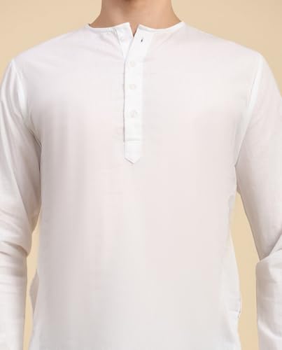 Image of SKAVIJ Men's Pure Cotton Solid Kurta Pajama Set Round Neck Casual Yoga Dress