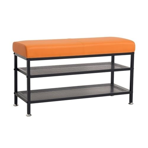 SONGYL-20249 Zapatero de Entrada Banco de Zapatos, Banco 2 Niveles con Almacenamiento, Organizador Metal Asiento Acolchado for Entrada, Sala Estar(60 * 32 * 45cm)