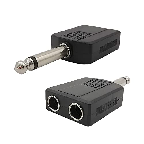 Image of [ 4 Pieces ] 1 /4 inch Mono to 2 x 6.35mm Female Splitter & 1 /4 inch Mono to 2 x 6.35mm Female Splitter ; Headphone Microphone Splitter Converter ; Audio Jack Plug Adapter 6.35 mm Male Splitters