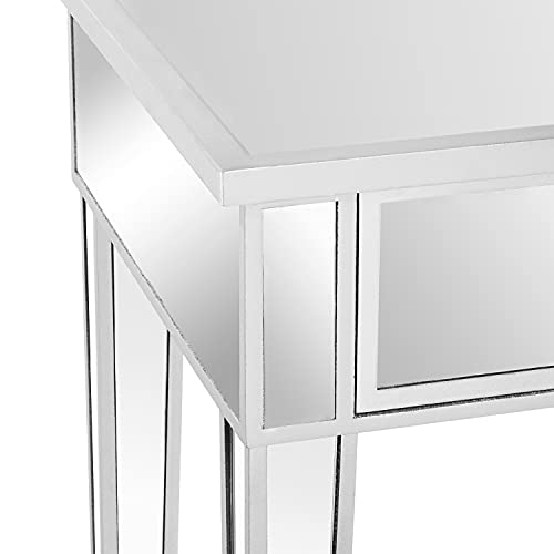 Vingli Mirrored End Table With Drawer Silver Modern Nightstand/Bedside/Accent Table For Small Space,Living Room,Bedroom,15.7" L X 15.7" W X 24" H,Mirror #TOP7