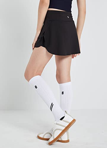 Baleaf Girls' Tennis Golf Skirt Sports Skort Women Athletic Running Kids School Cheer Skirt With Shorts Pockets Black M #TOP1