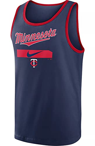 Nike Men's MLB Team City Swoosh Logo Classic Cotton Tank Top (Medium, Minnesota Twins, Navy)