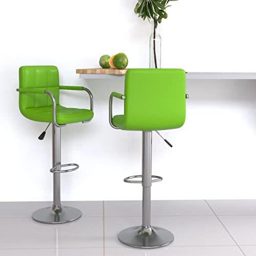Tabourets de bar en cuir synthétique vert et acier chromé design