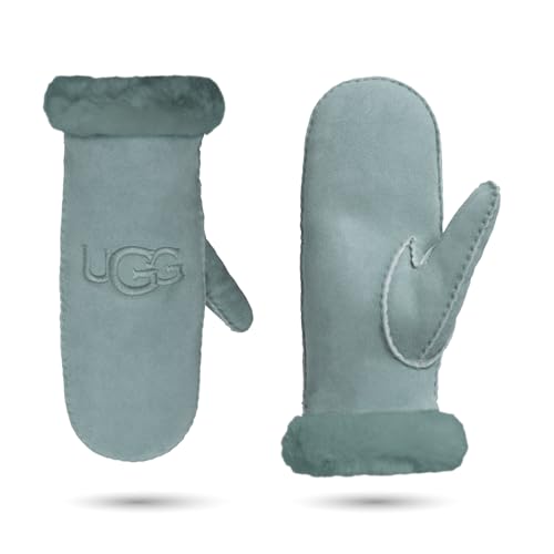 UGG Womens Embroidered Water Resistant Sheepskin Mitten with Tech Palm Grey Mist Small/Medium