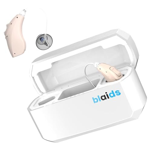 BlaidsX Neuro Rechargeable RIC + Programmable Hearing Aids for Seniors with Bluetooth Mobile App Hearing Test Audiogram & Noise Cancellation, Dual Mic & 48 DSP Channels | USA-Made Multi-Core Processor