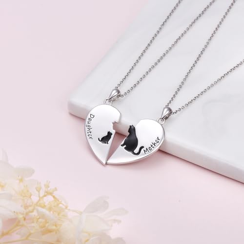 DAOCHONG S925 Sterling Silver Mother Daughter Set 2 Granddaughter Family Heart Pendant Necklace Jewelry from Dad Mom Grandmother Son Birthday2