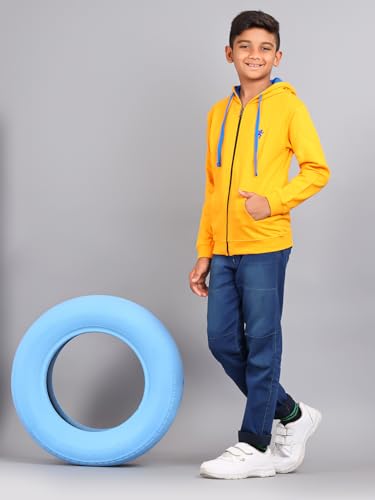 Image of ZION Hoodies for Boys - Cotton Hoodies Sweatshirt with Zipper | Solid & Regular Fit with Embroidery | Long Sleeve | for Every Occasion | Multiple Sizes & Colors (Pack of 1)