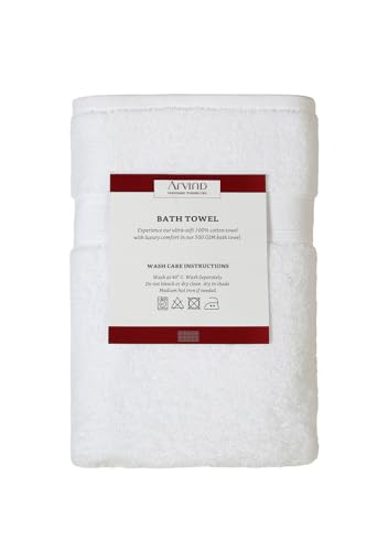 Image of Arvind 100% Cotton Towels for Bath | Towels for Bath Large Size | 500 GSM Bath Towel - Soft & Absorbent | 4 Piece Bath Towel for Men /Women | Urban Comfort | 70 cm x 140 cm - White