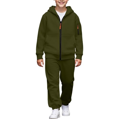 Kids Athletic Sweatsuit Boys Girls Tracksuits Full Zip Sports Jogging Suits Sets Fashion Hoodies and (Green, 6-7 Years)