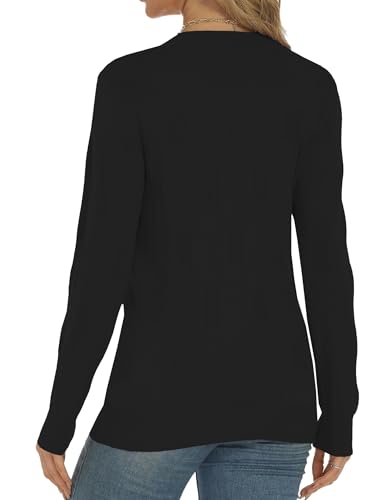 Image of Buauty Womens Fashion V Neck Long Sleeve Knitted Ribbed Pullover Sweaters Casual Lightweight Loose Fit Jumper Tops