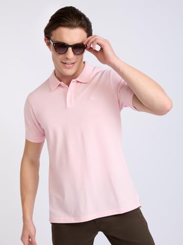 Image of Parx Men Regular Fit Solid Pattern Cotton Polyester Blend Half Sleeve Polo Neck Casual T-Shirt
