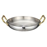 UGCER Paellera española de Acero Inoxidable con Asas Dobles, sartén Antiadherente para mariscos, arroz y Parrilla,Plata,24cm