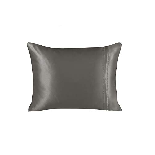 BLISSFORD Satin Pillowcase with Zipper, for Hair and Skin Care, Feels Soft and Cool Like a Silk Pillowcase, Satin Pillow Cases 2 Pack, Slik Pillow Cover, Grey, Queen Size, Set of 2