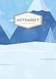 Notenheft: DIN A4, 64 Seiten, 12 Notensysteme pro Seite | Dickes Notenbuch mit Vintage Softcover und Inhaltsverzeichnis | Motiv: Winterlandschaft - Musik Deuber Publishing 