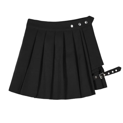 Jupe courte plissée asymétrique réglable avec boucle