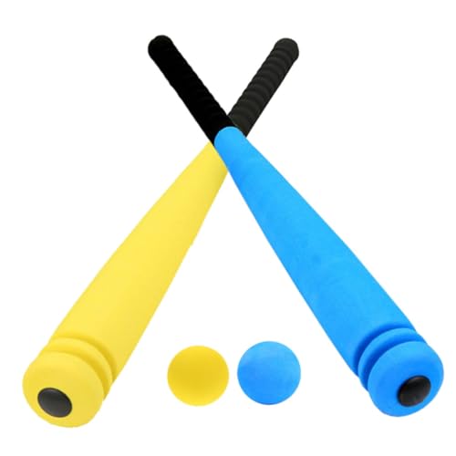 Mipcase 2 Juegos Bate de Béisbol de Espuma para Mango Ranurado Antideslizante Portátil Entrenamiento Seguro para Preescolares y Principiantes