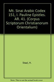 Paperback Mt. Sinai Arabic Codex 151, I. Pauline Epistles: V. Book