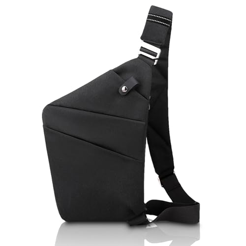 PDUHKO Sling Bag,Anti-Theft Crossbody Bag Men and Women,Small Sling Backpack,Shoulder Bag for Travel Hiking Sport Daypack(BLACK Right)