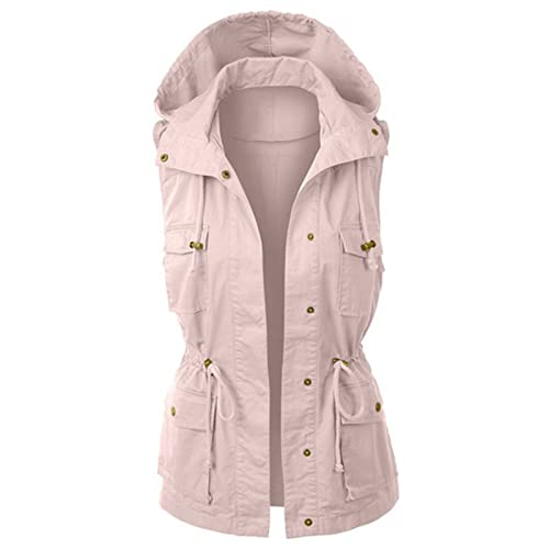 Damen Cargo Weste mit Kapuze, Ärmellos Übergangsjacke Damen Kordelzug Taschen Hoodie Jacke Frühling Casual Military Utility Coat Einfarbig Stylische Outwear Vintage Frühlingsjacke S-5XL Damen Cargo Weste mit Kapuze, Ärmellos Übergangsjacke Damen Kordelzug Taschen Hoodie Jacke Frühling Casual Military Utility Coat Einfarbig Stylische Outwear Vintage Frühlingsjacke S-5XL