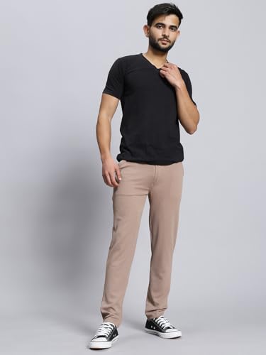Image of VALLEY Casual Textured Slim Fit Trousers, Side Pockets