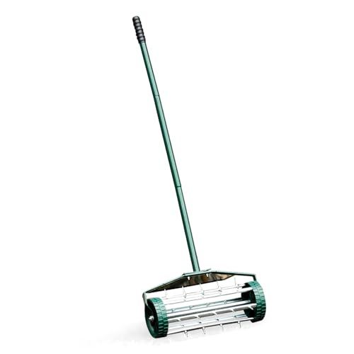 GOPLUS Handvertikutierer, Rasenlüfter mit 3cm Nägeln & breitem Schutzschild, Bodenbelüfter Manueller Aerifizierer für Garten, Hof, Terrasse, 46 x 23 x 127 cm