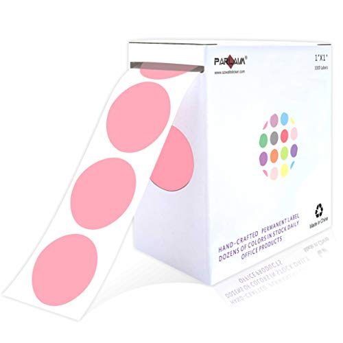 PARLAIM 1" Pink Round Color Coding Circle Dot Labels on a Roll, 1000 Stickers, 1 inch Diameter
