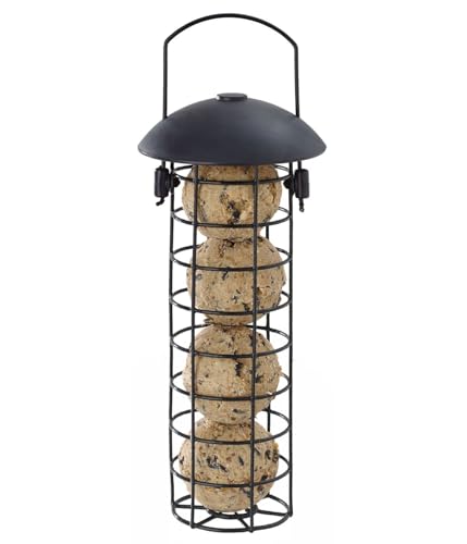 Dehner Natura Premium Wildvogel Futtersäule, Meisenknödelsäule gefüllt, inkl. 4 Meisenknödel, ganzjähriges Wildvogelfutter fettreich / energiereich, hochwertiges Vogelfutter für Wildvögel,ca. Ø 7 cm