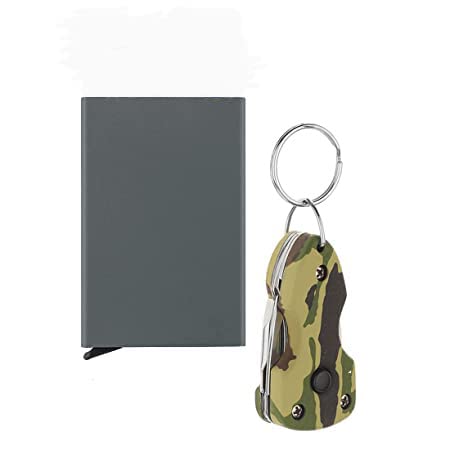 stealodeal Grey Pop-up Aluminium Debit/Credit Card Holder with Army Mutlitool Metal Keychain Unisex (Combo of 2)-picture-28