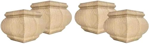 Miniatura 4 de Highland Manor Wood Products Patas cuadradas de madera de roble Moreland, 3 pulgadas de alto x 3 3/8 pulgadas de ancho, pies de muebles de madera