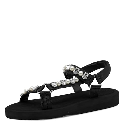 Sandale plate Tamaris 1-28269-44 pour femme en cuir noir confort