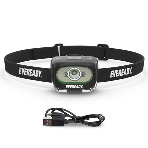 Eveready LED Light Rechargeable Headlight, 300 Lumen, IPX4 Water Resistant,