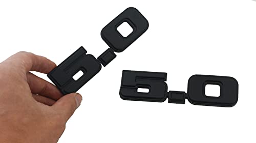 Image of 2Pc 5.0 Emblem Liter Door 3D Fender Side Adhesive Badge Plate Right Left Sticker Replacement for 1979-1993 150 (All Black)