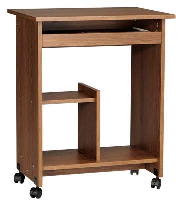 Image of Jap Industries - Brown Computer Desk with Space for Books for Home and Office (with Attached Wheels)