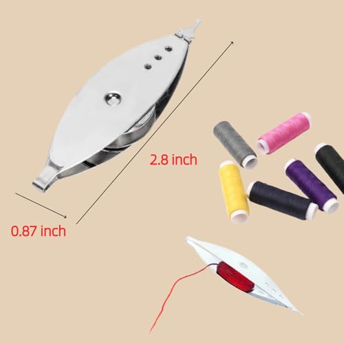 Image of 2pcs Stainless Steel Tatting Shuttle Kit Hand Lace-Making Craft Tool Metal Tatting Shuttle for Knitting, Weaving Machine (Silver)