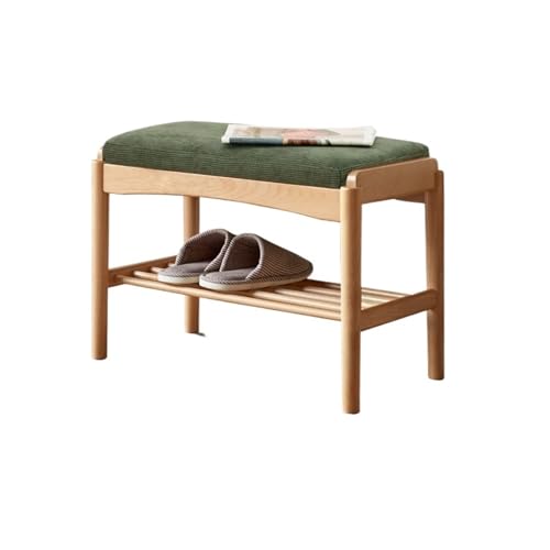 Zapatero de madera maciza con asiento acolchado, banco acolchado para armario, entrada, pasillo, dormitorio (80 x 30 x 42 cm)