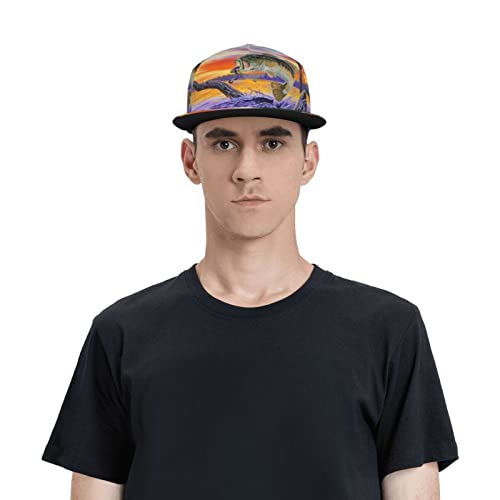 Bass Fish Baseball Cap, Adjustable And Washable Sports Flat Brim Sun Visor, Used For Outdoor Leisure #TOP6