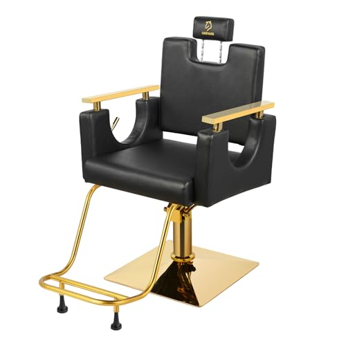 LUXMARS Heavy Duty Barber Chair, 360° Swivel Reclining Salon Chair for Hair Stylist, Height...