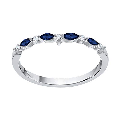 KATARINA Diamond and Alternating Blue Sapphire Wedding Band in 14K Gold (1/4 cttw, J-K, SI2-I1)
