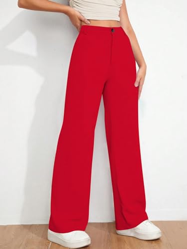 Image of Toochki Trousers for Woman Pants Women's Formal Office Korean | Black Track Pant | Straight | Cotton Spandex Stretchable Trouser | High-Waisted Bottom Wear
