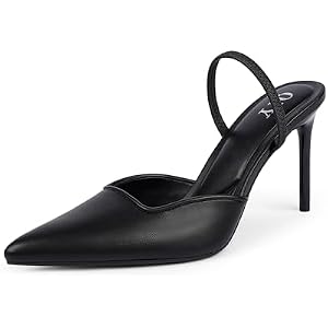 QIY Women's Pointed Toe Slingback Stiletto Pumps | Slip On Heeled Mules, Soft Cushioned Insole, Suitable for Wedding Party Daily Dressy Outfits