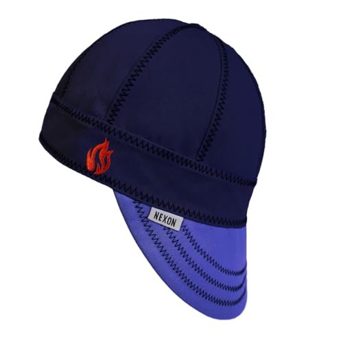 Nexon Welding Caps for Men & Women, 8 Panel Welder's Cap, Double Stitched, Cotton Duck Canvas, Deep Crown Design for Safety & Protection (as1, Numeric, Numeric_7_and_1_Quarter, Black/Blue)