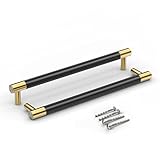 Bar Cabinet Handle Knob Pull Brushed Satin Gold/Brass Finish with Electroplated Matte Black 10.1" (8