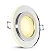 Produktbild SSC-LUXon YAPU Glas Einbaustrahler mit LED Ring silber spiegelnd - Spot Design Einbauleuchte mit LED GU10 Lampe 3W warmweiß 230V