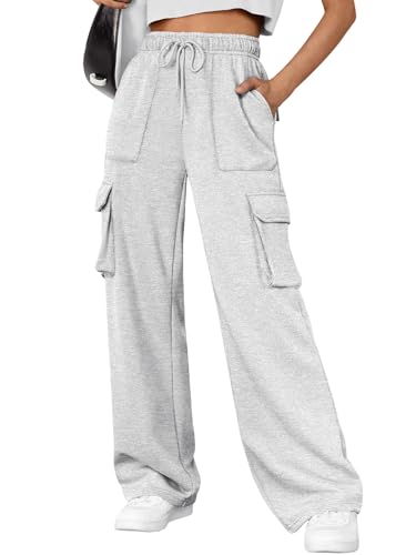 AUTOMET Womens Wide Leg Cargo Sweatpants