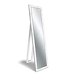 Lupia - Specchio da Terra Moderno BOSTON FLOOR MIRROR 40x160 cm, Specchio Regolabile e Montabile a Parete, Vetro Cristallo Italiano, Cornice in Legno Ecologico, Argento Bianca Shabby