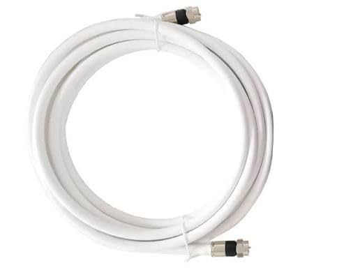 PPC Perfect Flex RG6 Coaxial Cable 20ft – Tri-Shield 77% Braid, 75 Ohm, White, with Pre-Installed F-Type Connectors – High Performance for TV, Internet, and Satellite
