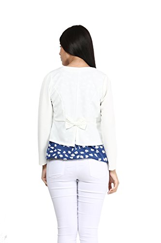 Image of mayra Women's Poly Blend White Color Long Sleeve Crop Length Jacket