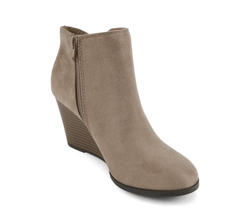 Image of Soda Ability - Mid Ankle Bootie w /Split Shaft and Zipper Stacked Wedge Heel