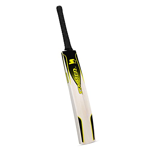 Image of Starter Kashmir Willow Cricket Bat with Half Cane Handle- 13+ Years Kids-Full Size-Yellow & Black